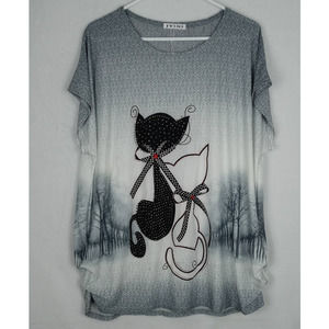 JVINI Women's Kitty Cat Buddies Bling Women's Top - OS